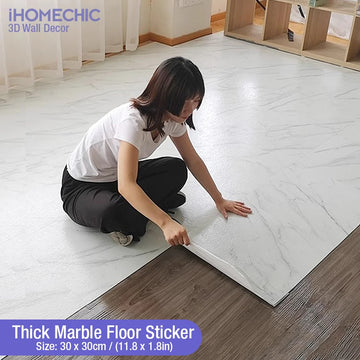 Simulated Marble Tile Floor Sticker PVC Waterproof Self-adhesive for Living room Toilet Kitchen Home Floor Decor 3d Wall sticker