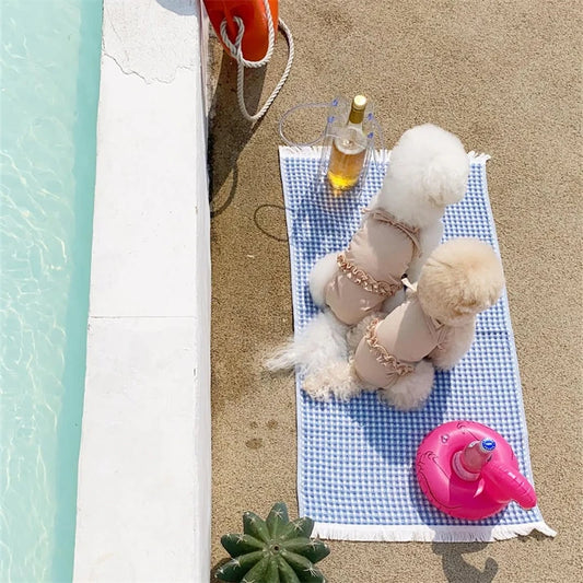Dog Swimsuit Khaki Ruffle Jumpsuit for Small Dogs Medium Large Dog Summer Pool Beach Party Outfits Dog Onsie Chihuahua Clothes