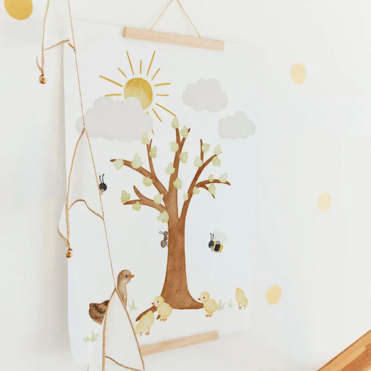 Boho Bear Fox Bird Tree Cabin Mushroom Flower Wall Art Canvas Painting Cartoon Posters And Prints Pictures Baby Kids Room Decor
