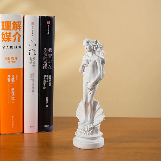 18cm Aphrodite Statue Resin White Greek Sculpture The Birth of Venus Figurines Bookshelf Table decoration and accessories