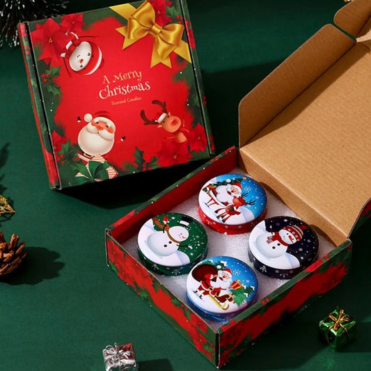 4pcs/box Christmas Fragrance Candles Scented Candles Christmas Gifts Creative Ornaments Aromatherapy Candles ﻿Party Decoration