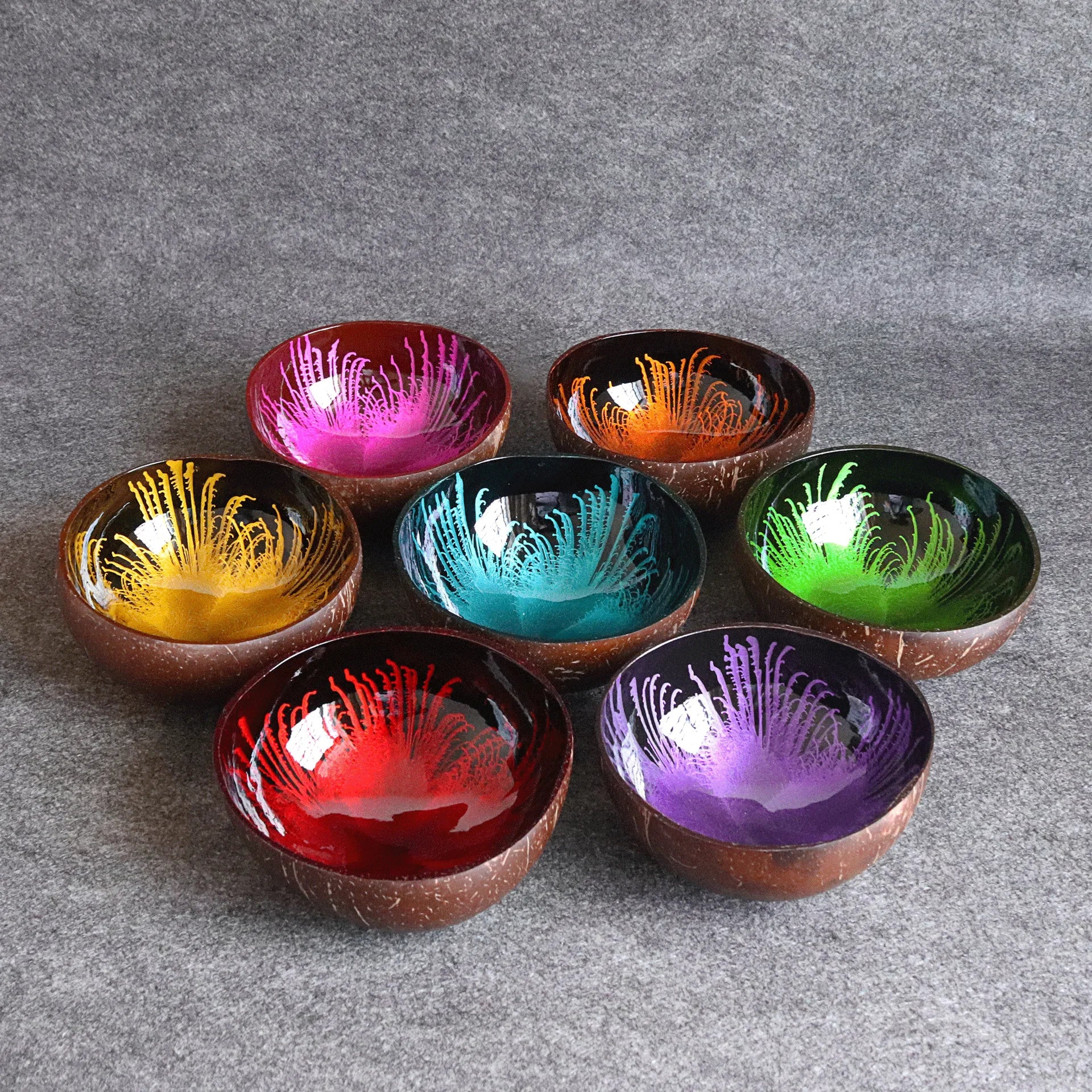 Natural Superior Coconut Bowl Splash Ink Coconut Shell Candy Storage Bowl Container Desk Ornament Creative Handicraft Decoration