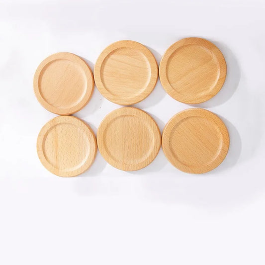 Japanese-style European-style wooden ash wood round coaster set for heat insulation tea set accessories coffee cup holder