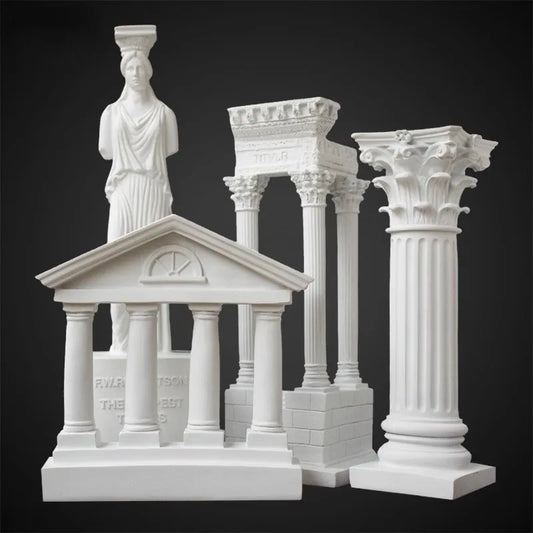 Architecture Model Roman Column Greek Temple Building Model Home Decoration European Decorative Plaster Pillar Resin Sculpture
