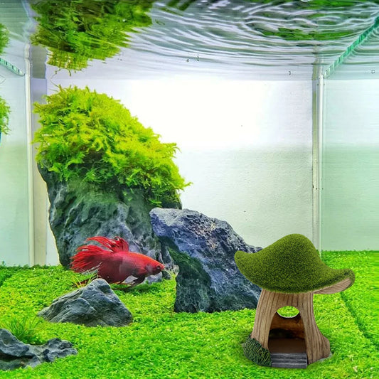Aquarium Mushroom House Resin Fish Tank Caves Mushroom Hut Landscape Fish Cave Shrimp Hideout Shelter for Mini Small Fish Shrimp