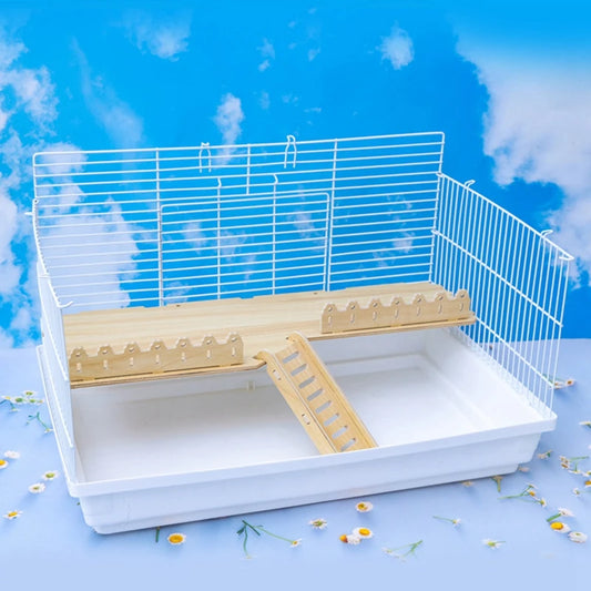 Hamster Habitat Décor Wooden Double-Layer Platform with Ladder Durable Pet Toy Accessory for Gerbil Guinea Pig and Small Animals