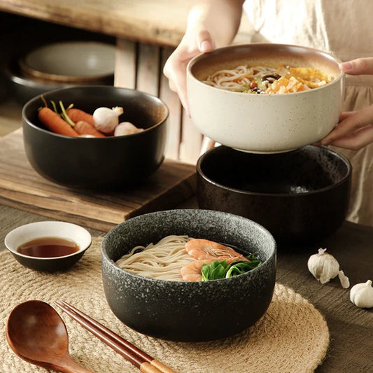 Student Instant Noodles Bowl Japanese Tableware Set Large Ramen Bowl Ceramic Bowl High-end Noodles  Soup