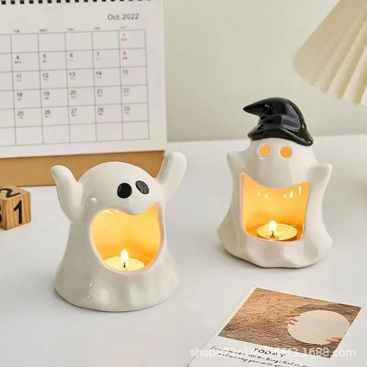 Halloween Ghost Candlestick Cute Ghost Creative Restaurant Tabletop Aromatherapy Candle Decoration Atmosphere Decoration