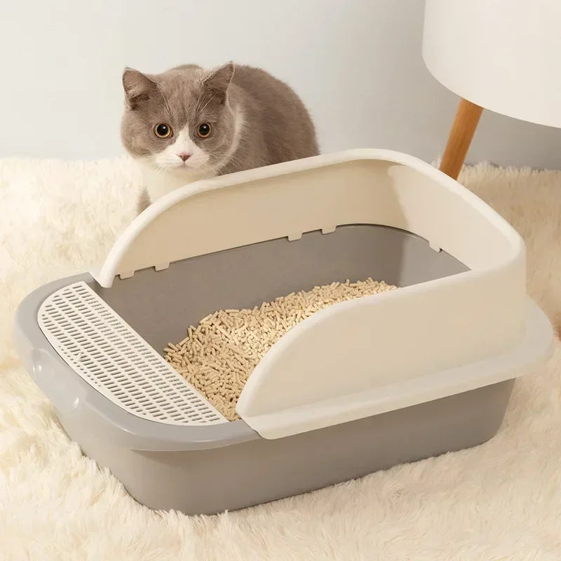Cat Litter Box Removable Semi Closed Kitty Litter Pan Portable Pet Bedpan Potty Toilet for Rabbit Medium Large Cat Small Animals