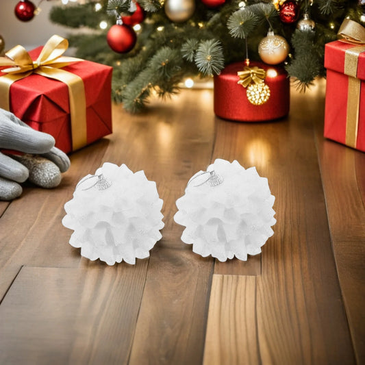 12pcs Christmas Tree Hanging Ornaments White Lace Baubles  Shatterproof Plastic Ball Decorations For Xmas Tree Party Decor
