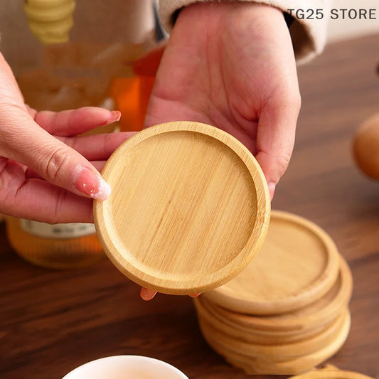 Durable Round Walnut Wood Coaster Mug Coffee Cup Pad Heat Resistant Beech Wood Coaster Stand Table Tableware Decor