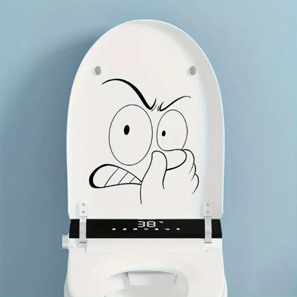1pc Toilet Sticker, Abstract Funny Art, Expressions, Minimalist Line Painting, Bathroom Decoration