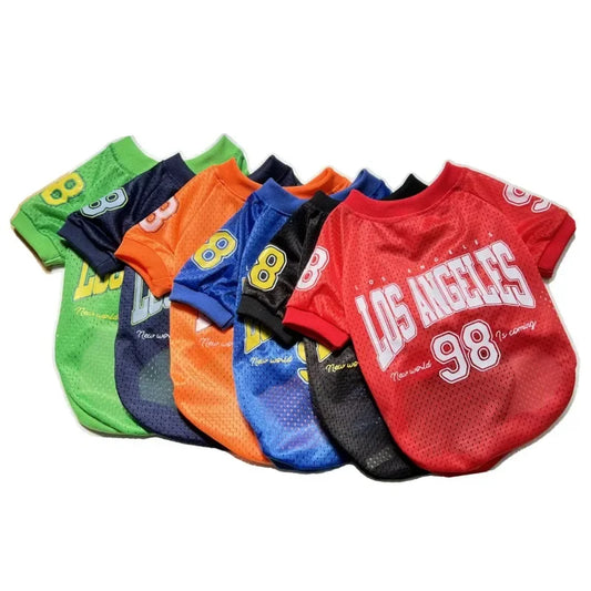Mesh Breathable Dog Clothes Schnauzer Teddy Sport Medium Dog Jersey Basketball Clothing Puppy T-Shirts Summer Pet Cat Shirts