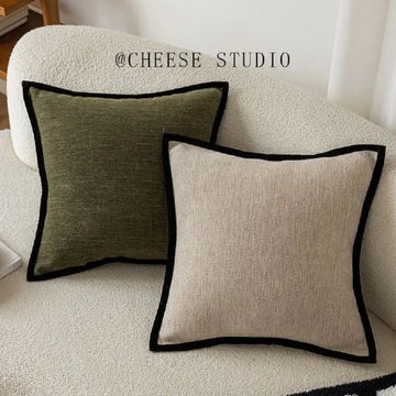 French Medieval Style Pillowcase Black Border Retro Green Cushion Cover American Style Living Room Sofa Decor Waist Pillow Cover