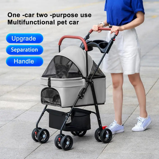 Folding Dog Stroller Pet Stroller Pet Folding Stroller 4 Wheels Dog/Cat Puppy Strollers Travel Carrier for Small/Medium Pet
