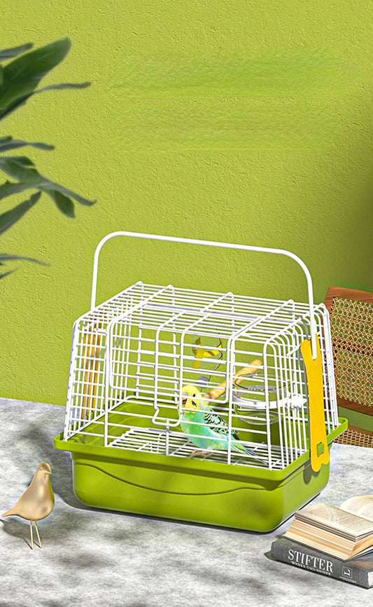 1 Piece Portable Bird Cage with Standing Pole Food Cup S/L Bird Carrying Supplies Bird Transport Cage Parrot Outdoor Travel Cage