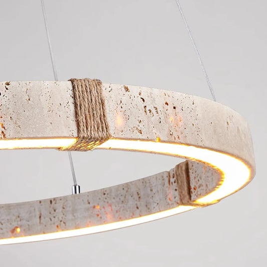 Nordic Living room Pendant light Retro Bedroom Restaurant Chandelier New Luxury Ring Stone lamp wabi sabi Indoor Lighting Luster