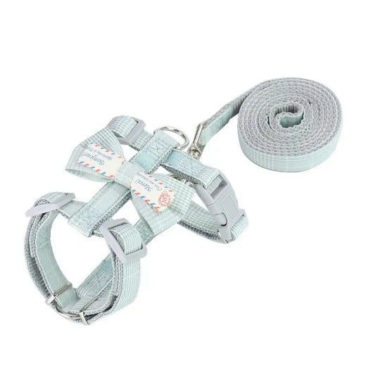 Anti slip adjustable I-shaped chest harness with butterfly bow, cat traction rope, pet supplies