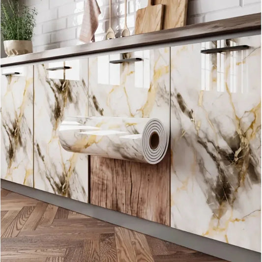 Self adhesive Vinyl Marble Wallpaper Suitable for Bedrooms and Bathrooms with 3D Illusion Effect   Peelable and Adhesive