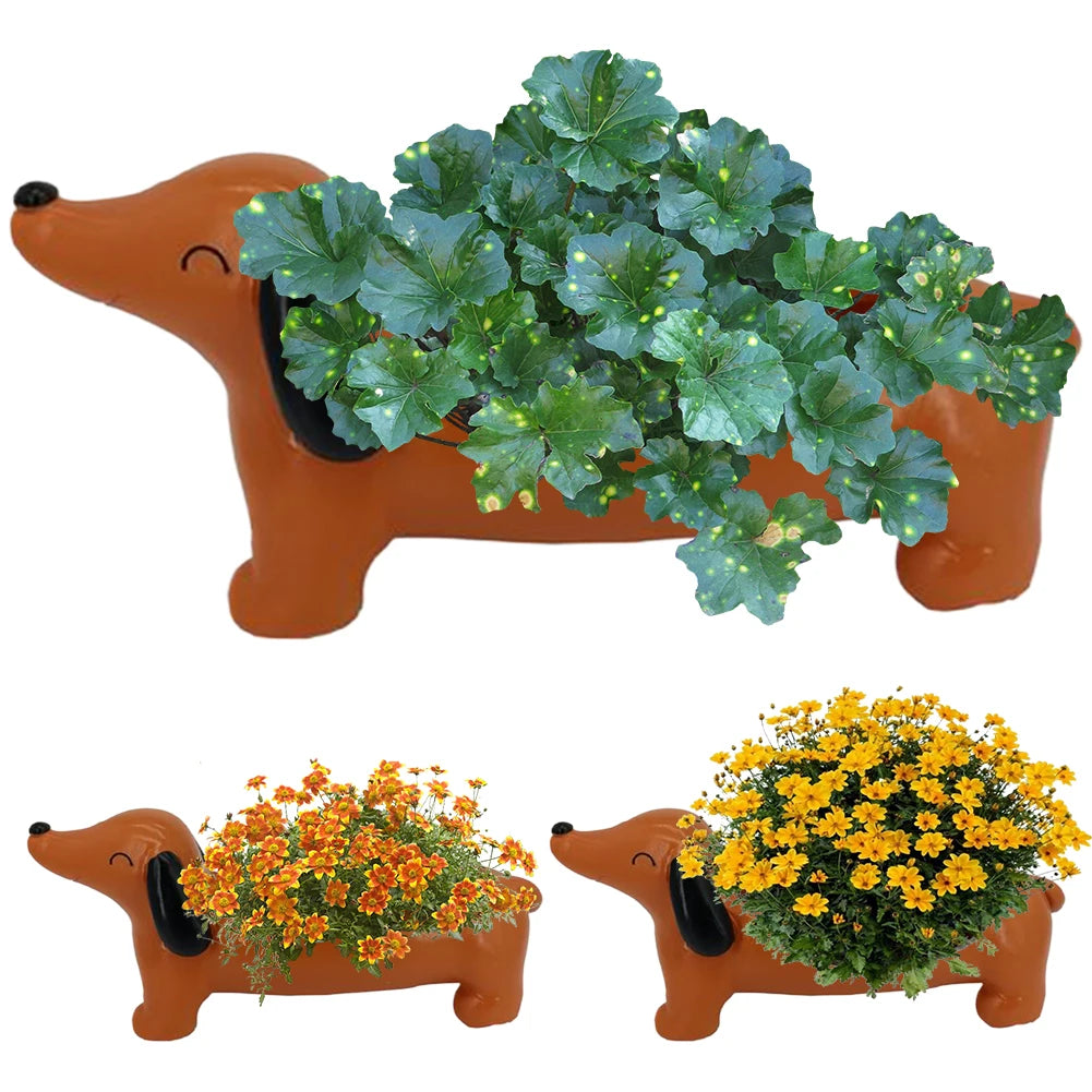 Dachshund Flower Pot Dog Plant Pot Cute Flower Planter Aesthetic Succulent Flower Planter for Flowers & Small Plants