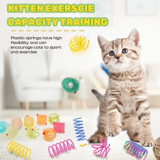 4-200PCS Cat Spring Toy Spiral Color Springs Cat toys Interactive High quality Plastic Spiral Springs Pet Toys Pet Products