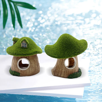 Aquarium Mushroom House Resin Fish Tank Caves Mushroom Hut Landscape Fish Cave Shrimp Hideout Shelter for Mini Small Fish Shrimp