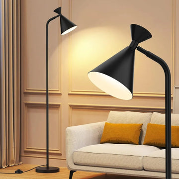 Modern Adjustable Metal Floor Lamp with Foot Switch for Living Room Bedroom Office and Room Simple Black Design Ideal for Readi