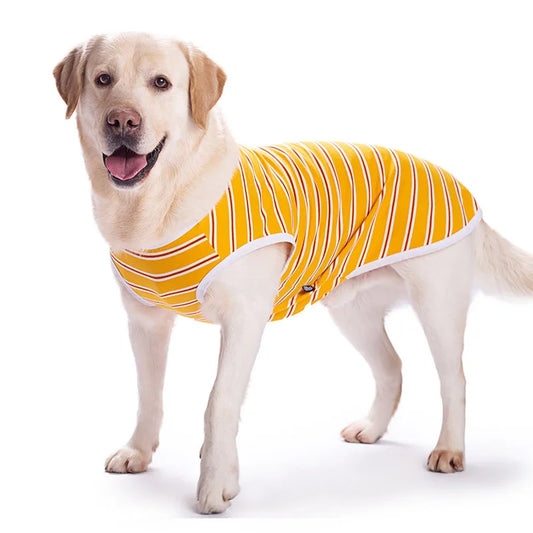 Big Dog Clothes Spring and Summer Golden Hair Labrador Extract Medium and Large Dog Cotton Free Stripe Tank Top