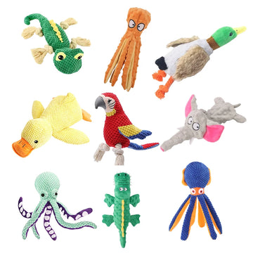 Pet Plush Toys Cute Animal Rope Dog Toy Plush Puppy Chew Pet Squeak Toy Bite Resistant Pet Interactive Supplies