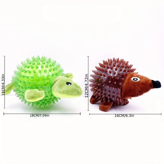 Durable Squeak Toys for Dogs - Turtle & Hedgehog Shapes, Thermoplastic Rubber, Medium Breed Interactive Play, No Batteries