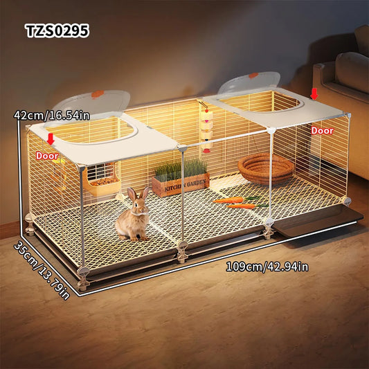 Rabbit Cage See-Through Removable with Large Cleaning Tray Household Indoor Small Animal Cage Guinea Pig Nest Guinea Pig Cage
