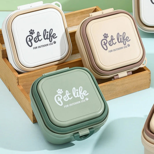 Feeder Travel Tableware Durable Pet Supplies for Dogs Portable Thickened Folding Pet Bowls Double Outdoor Dog
