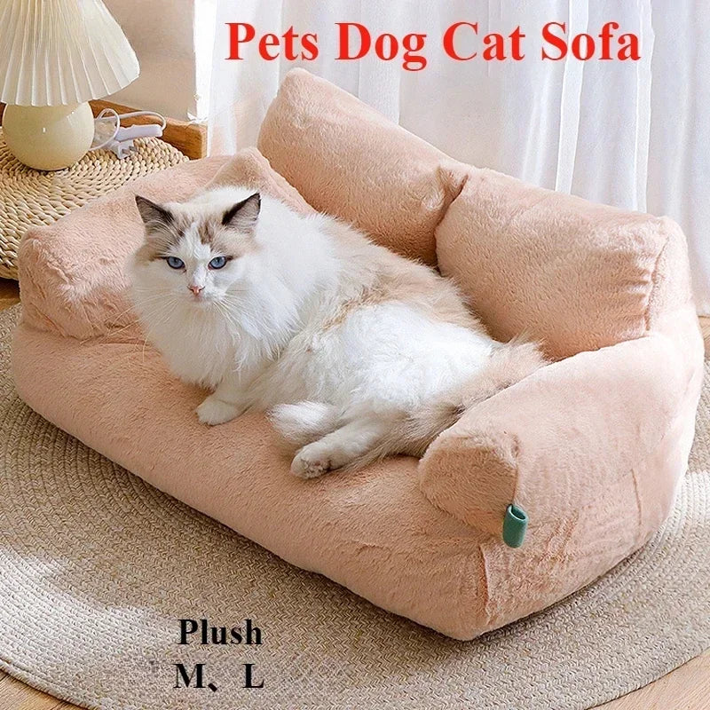 Luxury Cat Bed Sofa Plush Winter Warm Cats Sofa Pets Nest for Small Medium Large Dogs Cats Beds Pets Supplies Puppy Accessories