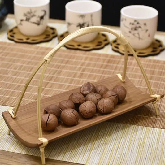 Creative Wooden Tea Tray Serving Table Plate Snacks Food Storage Dish for Home Fruit Dishes Saucer Tray Dessert Serving Tray