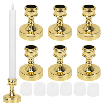 6Pcs Taper Candle Holders Candlestick Bronze Gold Rod Wax Base For Wedding Party Festival Candlestick Home Decor Candle Holders
