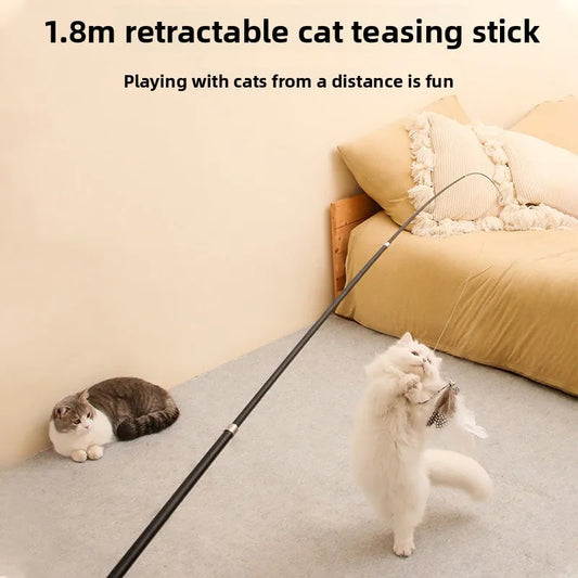 Four Section Expandable Cat Fishing Rod Toy with Catnip Interactive Teaser for Kittens Petshop Accessories Durable Pet Supplies‌