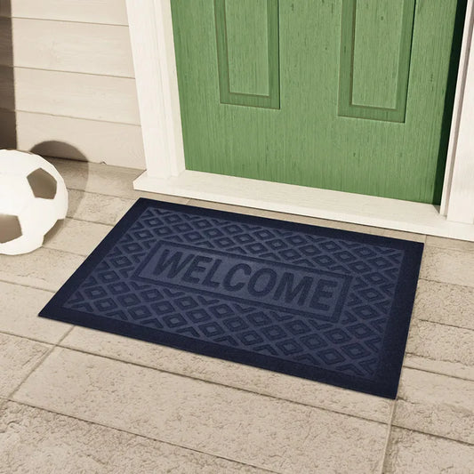 Heavy duty rubber welcome mat - anti slip, dust-proof home entrance door mat, durable and washable carpet,