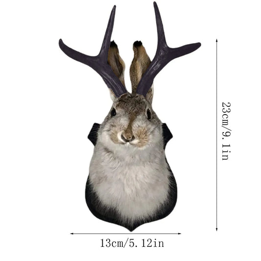 Easter Gift Bunny Head Antlers Wall Hanging Decoration Wall Decor Simulation Rabbit Specimen Resin Art Ornaments Jackalope Decor