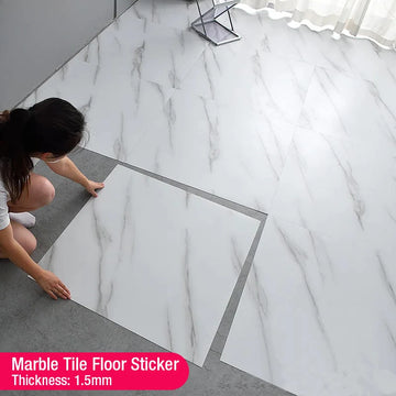 Simulated Thick Marble Tile Floor Sticker PVC Waterproof Self-adhesive Living room Toilet Kitchen Home Floor Decor Wall sticker