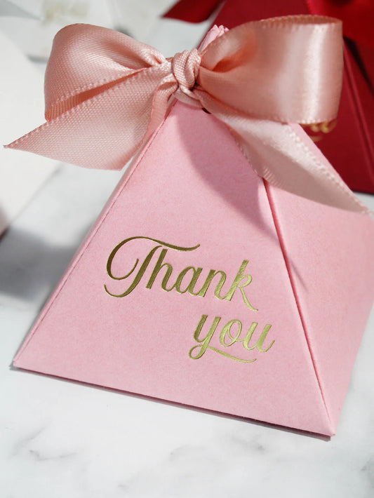 Thank you Creative Bronzing Gift Box Packaging Triangle Box Shape Wedding Candy Birthday Party Cosmetic Packaging Box