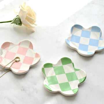 Creative Ceramic Petal Tray, Jewelry Plate Necklace Ring Storage Dish,Jewelry Display Plate Desktop Decor