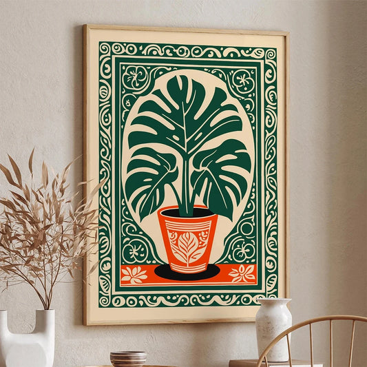 Bohemian Monstera Tropical Plant Canvas Prints Poster Vintage Botanical Art Prints Bedroom Wall Art Home Decor Art Poster