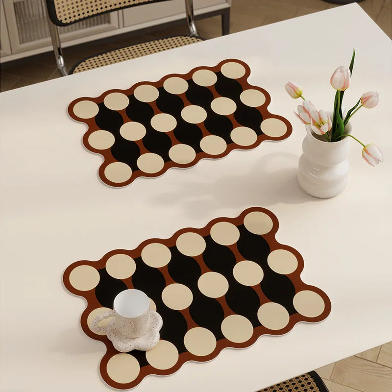 Nordic Style PU Leather Placemat Oil-Proof Waterproof Heat Resistant Table Mat for Dining Room Kitchen Tableware Bistro Bar Home
