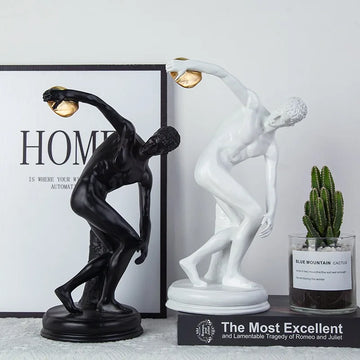 Discus Thrower Statue for Decoration Greek Statue Nude Male Athlete Roman Decorative Figurines Sculpture Home Office Bookshelf