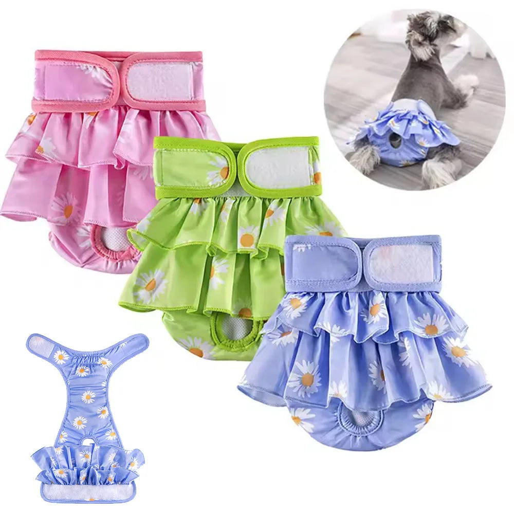 Pet Physiological Pants Floral Female Dog Diapers For Small Middle Dogs Chihuahua Teddy Breathable Shorts Underwear Pet Supplies