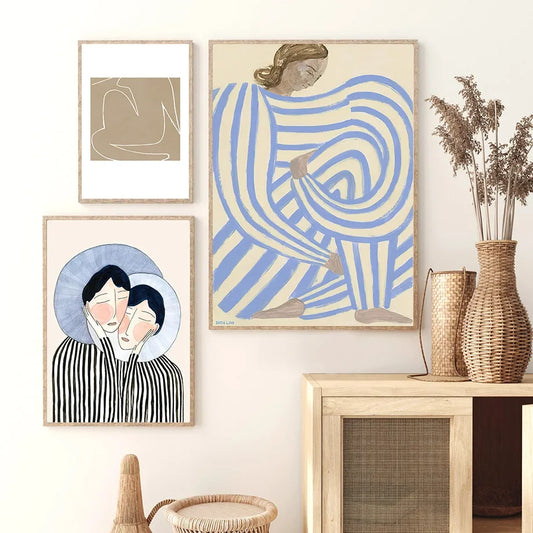 Abstract Line Girl Couples Book Minimalist Wall Art Canvas Painting Nordic Posters And Prints Wall Picture For Living Room Decor