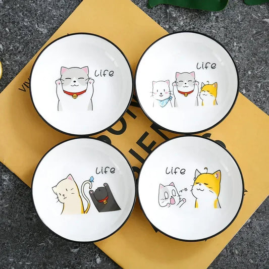 1pcs Cute Cat Ceramic Seasoning Dish Creative Kitchen Small Sauce Bowl Household Dipping Plate Creative Vinegar Soy Snack Dishes