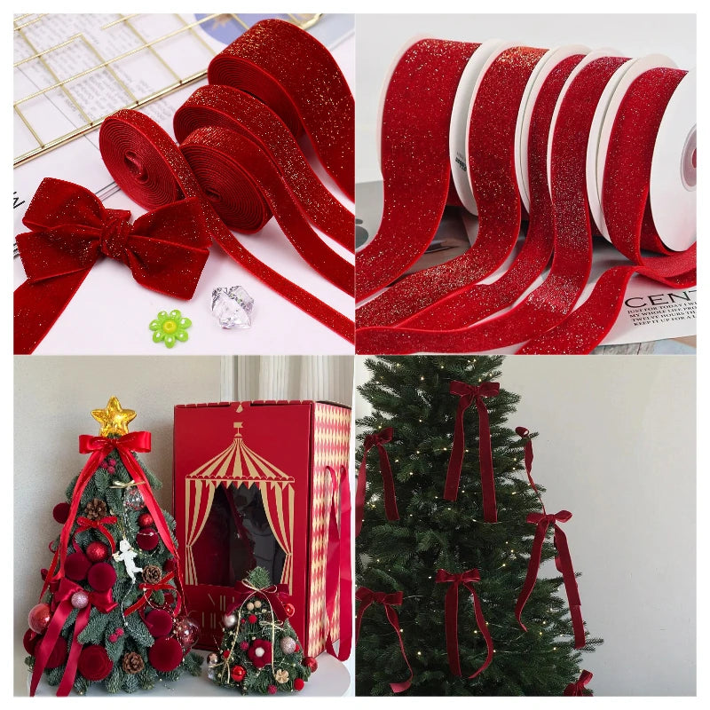 4.5m Red Ribbon Christmas Decorations 2025 Gifts Packaging Ribbon Accessories New Year Home Decoraiton Xmas Tree Decor Navidad
