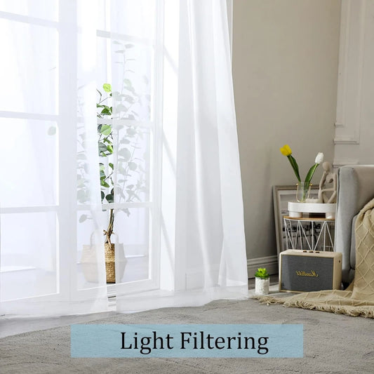 S Fold Wavy Curtains White Tulle Chiffon Sheer Curtains for Living Room Bedroom Dining Voile Custom Size High Quality Decoration