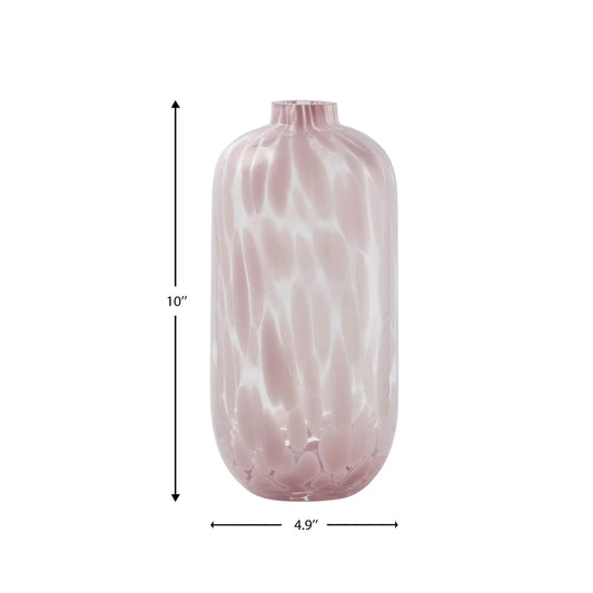 10 Inches Blush Pink Painted Narrow Neck Glass Vase